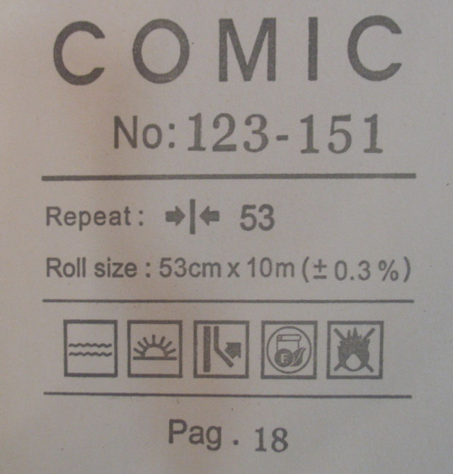 COMIC卡米克墙纸 PVC材质123-125 宽530mm×长10米 纺织面 几何 白底黑色波浪