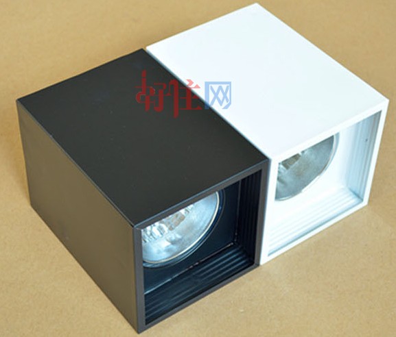 嘉美明装筒灯 吊装 Φ6寸 材质白/黑色 方形 E27节能光源