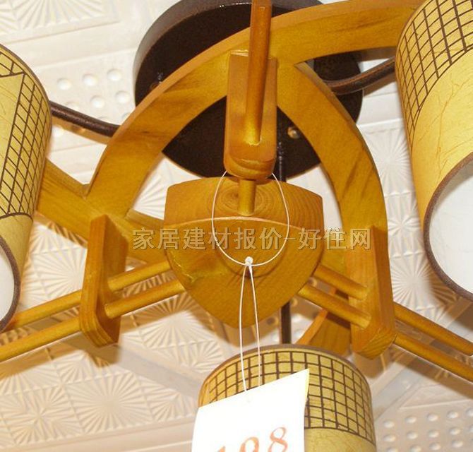 华灯吊灯 2904/3 木质灯架+羊皮纸灯罩 传统复古风格 Φ300mm 彩色