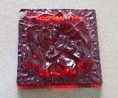 创世纪玻璃砖 实心水晶玫瑰花（红色） 80×80mm 