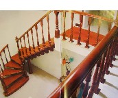 明大室内楼梯 全实木结构红沙木 订做 