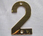 卡迪龙 门牌（铭牌） 数字牌"2" 全铜 