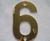 卡迪龙 门牌（铭牌） 数字牌"6" 全铜 
