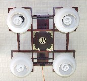 香山木吊灯 MD4-043 木质灯架+磨砂玻璃灯罩 