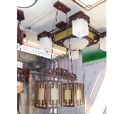 香山木吊灯 MD2-037 木质灯架+羊皮纸灯罩 