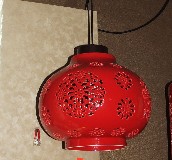 永隆达吊灯 中国红灯笼 木质灯架+陶瓷灯罩 