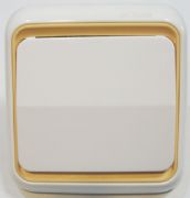 西蒙大跷板开关面板 60系列 1位单控 金黄边白色